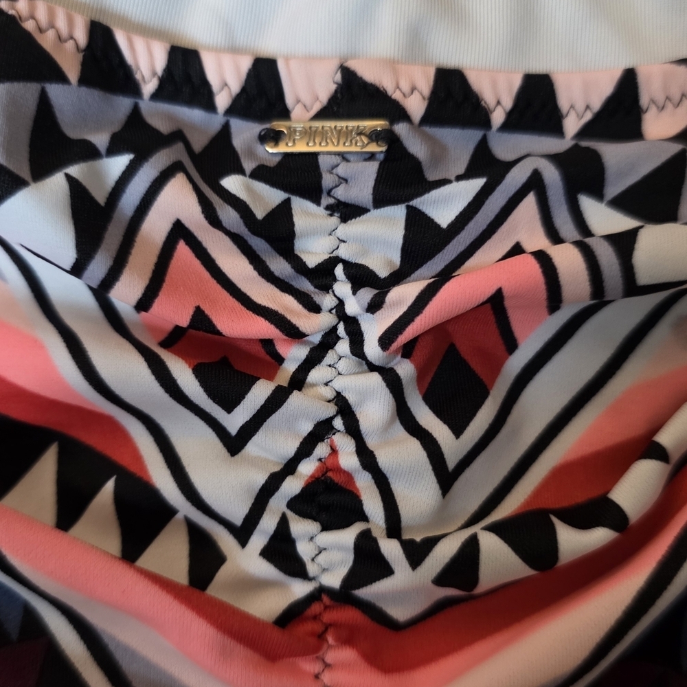 PINK Victoria's Secret Black and Pink Geometric Bikini Bottom - Picture 5 of 5